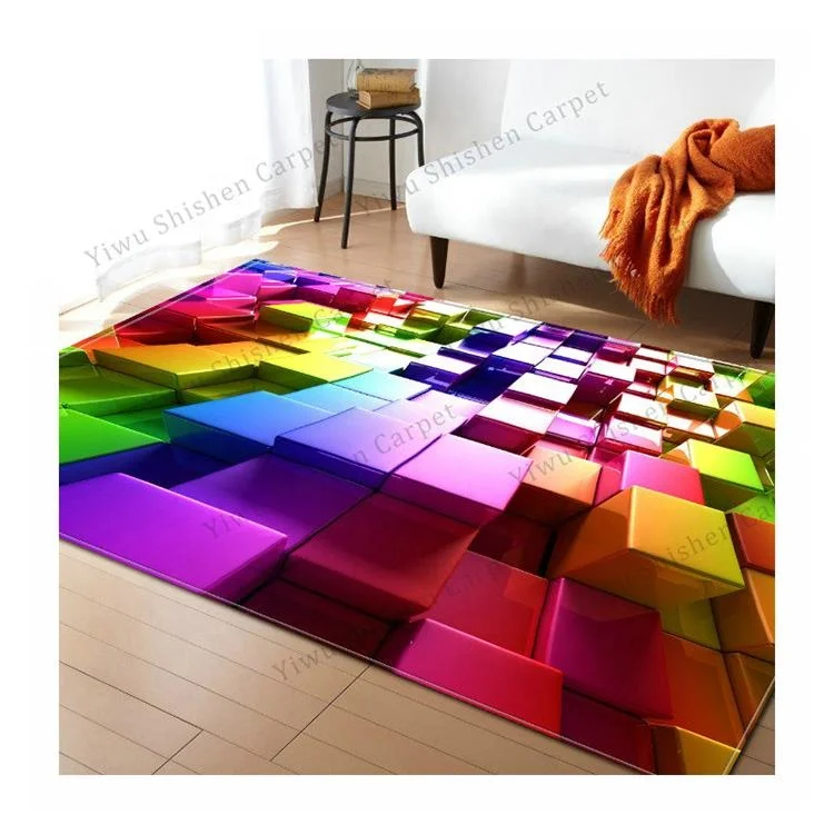 Anti Slip Modern Large Luxury Polyester Microfiber 3d Custom Logo Washable Bedroom Flooring Printed Rugs Carpet For Living Room