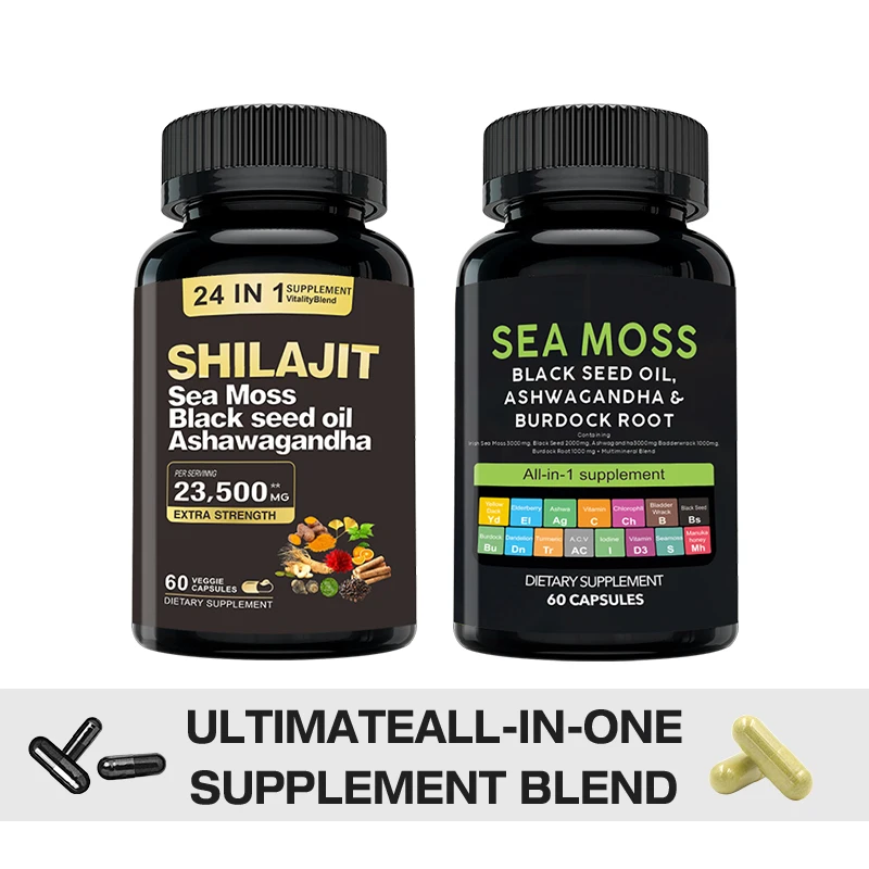 private label All in 1 Supplement Shilajit Fulvic Minerals Sea Moss Ashwagandha Tongkat Ali Boron Fulvic Acid Capsules For Men