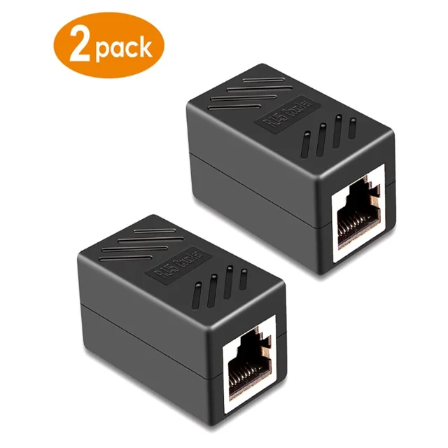 2 Pack  RJ45 Coupler Ethernet Inline Connector Plugs For Cat5 Cat5e Cat6e Cat7 Cable