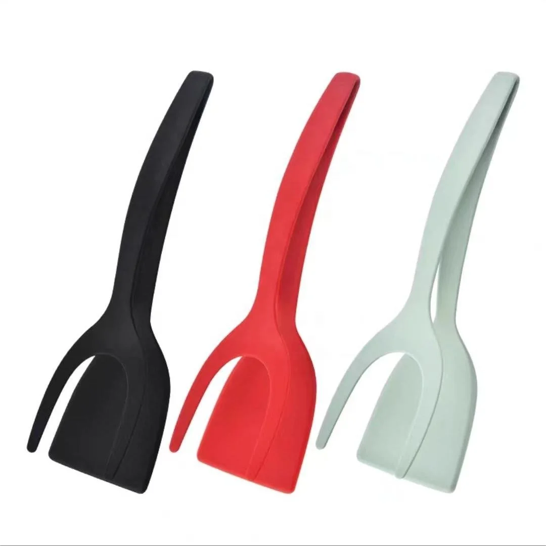 2024  Multifunctional 2 in 1 Grip Flip Egg Toast Steak Omelet Nylon Spatula Flipper Tong Clamp Turner