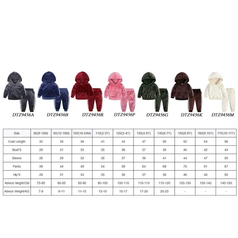 Kids tales tracksuits school toddler velour tracksuit 2 pieces sets children clothing set