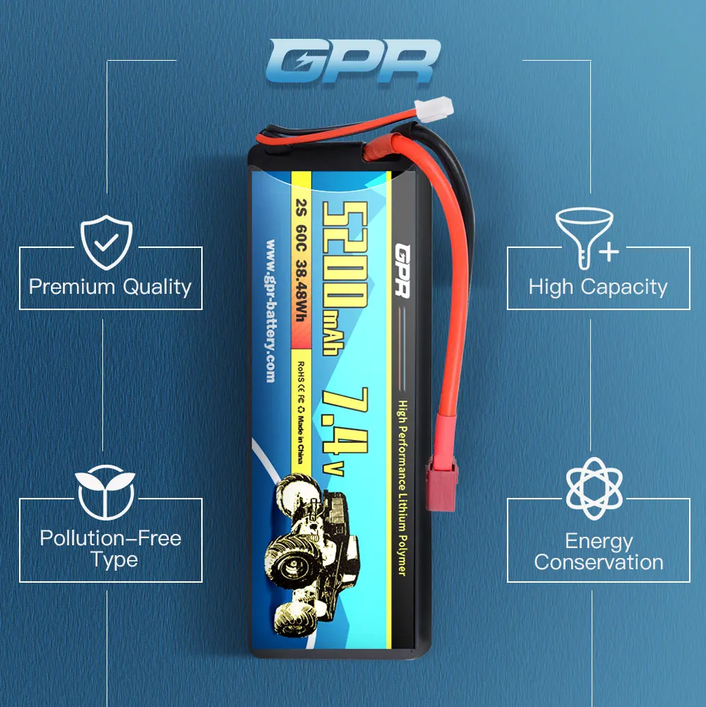 OEM 5200mAh  2S  60C 7.4V lipo battery with Deans/T plug