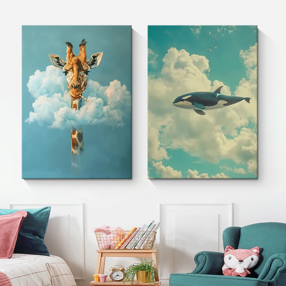 Украшение детской комнаты на холсте с изображением жирафа Кита