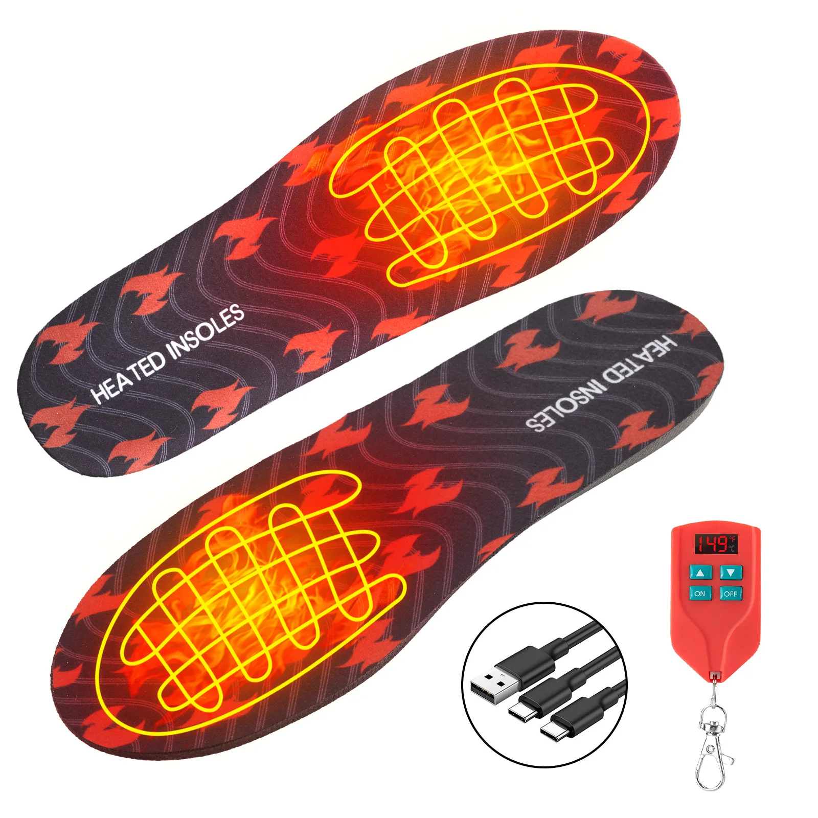 Unisex Thermal Battery Powered Heated Insoles with Remote for Women Men Electric Foot Warmer Wireless Heated Shoe Insoles