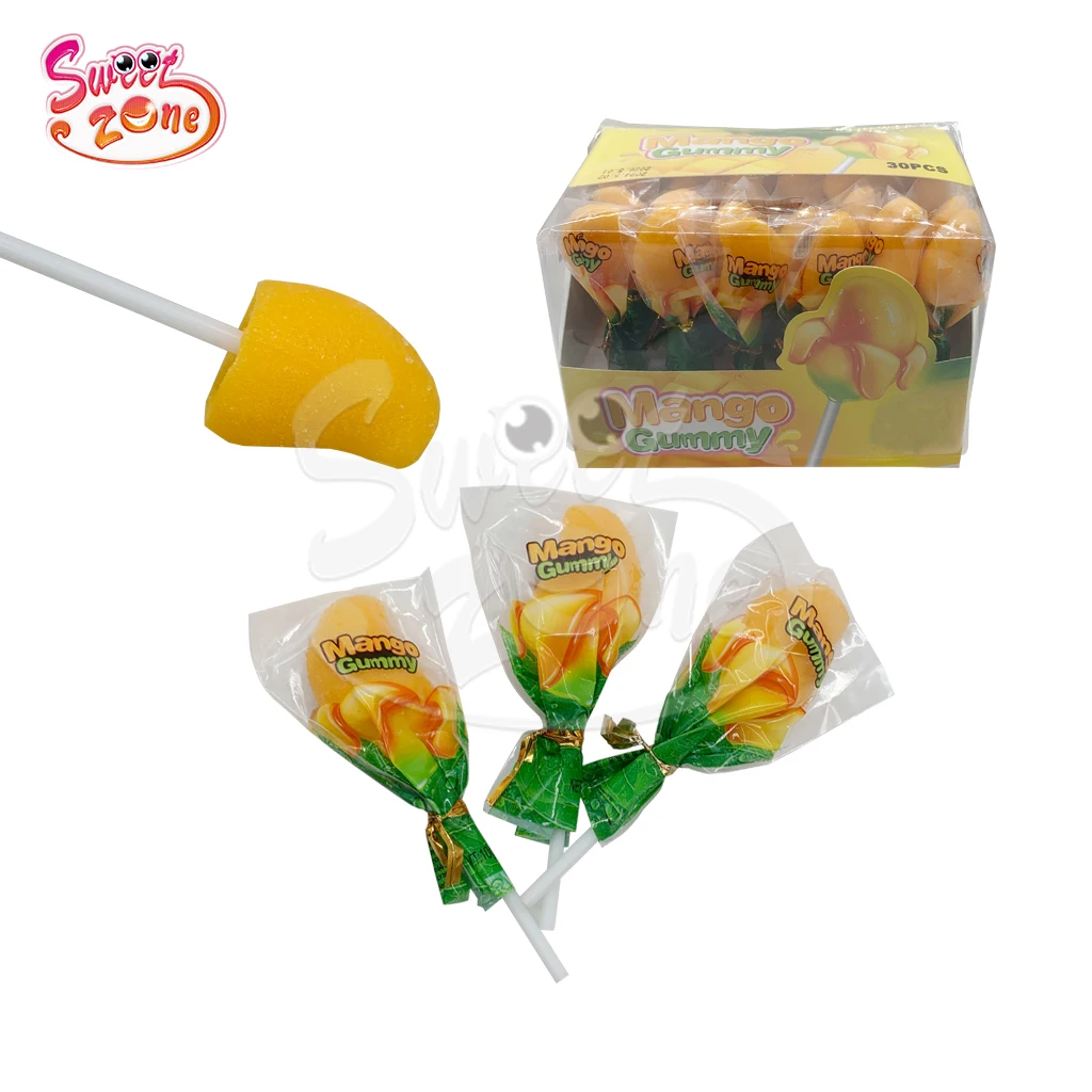 Wholesale custom Hot Selling Mango flavor Gummy Soft Jelly lollipop Candy
