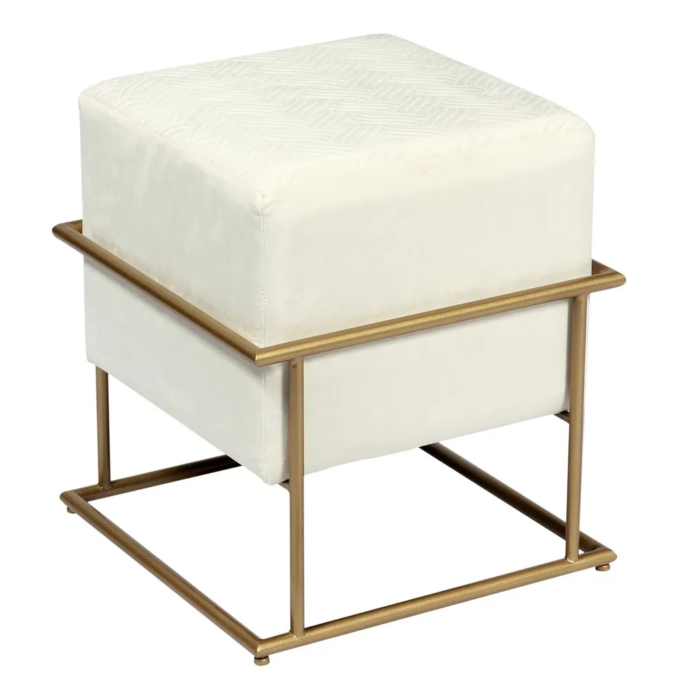 Bailey Velvet Footrest Ottoman Vanity Upholstered  Make Up Stool Metal Legs Stool