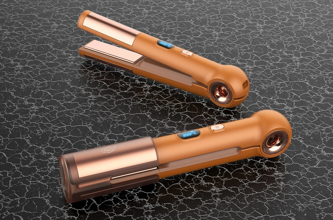 High Quality 2 in 1 Rechargeable Hair Straightening LED Display USB Flat Iron Travel Hair Straightener