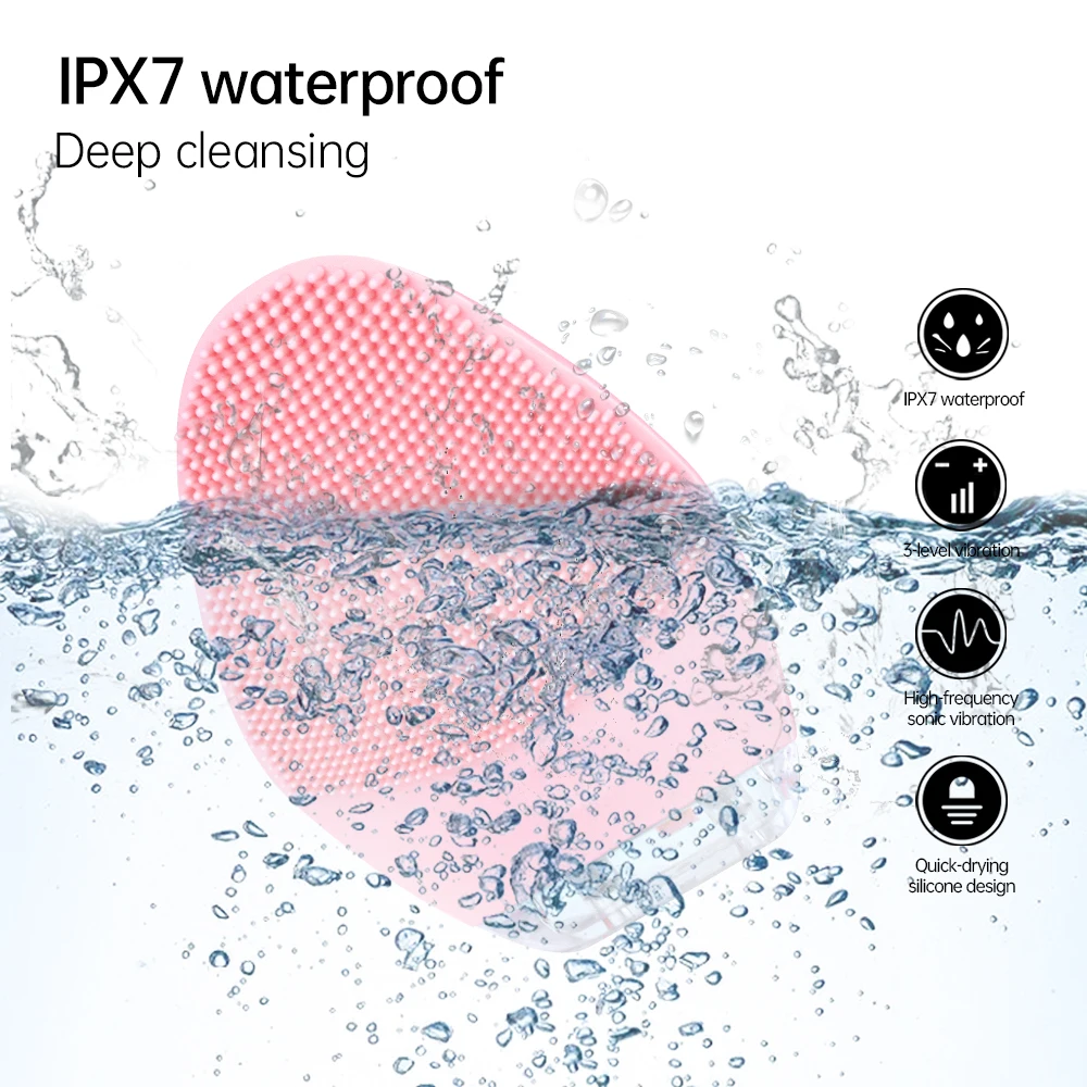 Coren Electric Facial Cleansing Brush Silicone Facial Cleaning Brush Face Brush for Pore Cleaner Heating IPX 7 Waterproof IP6