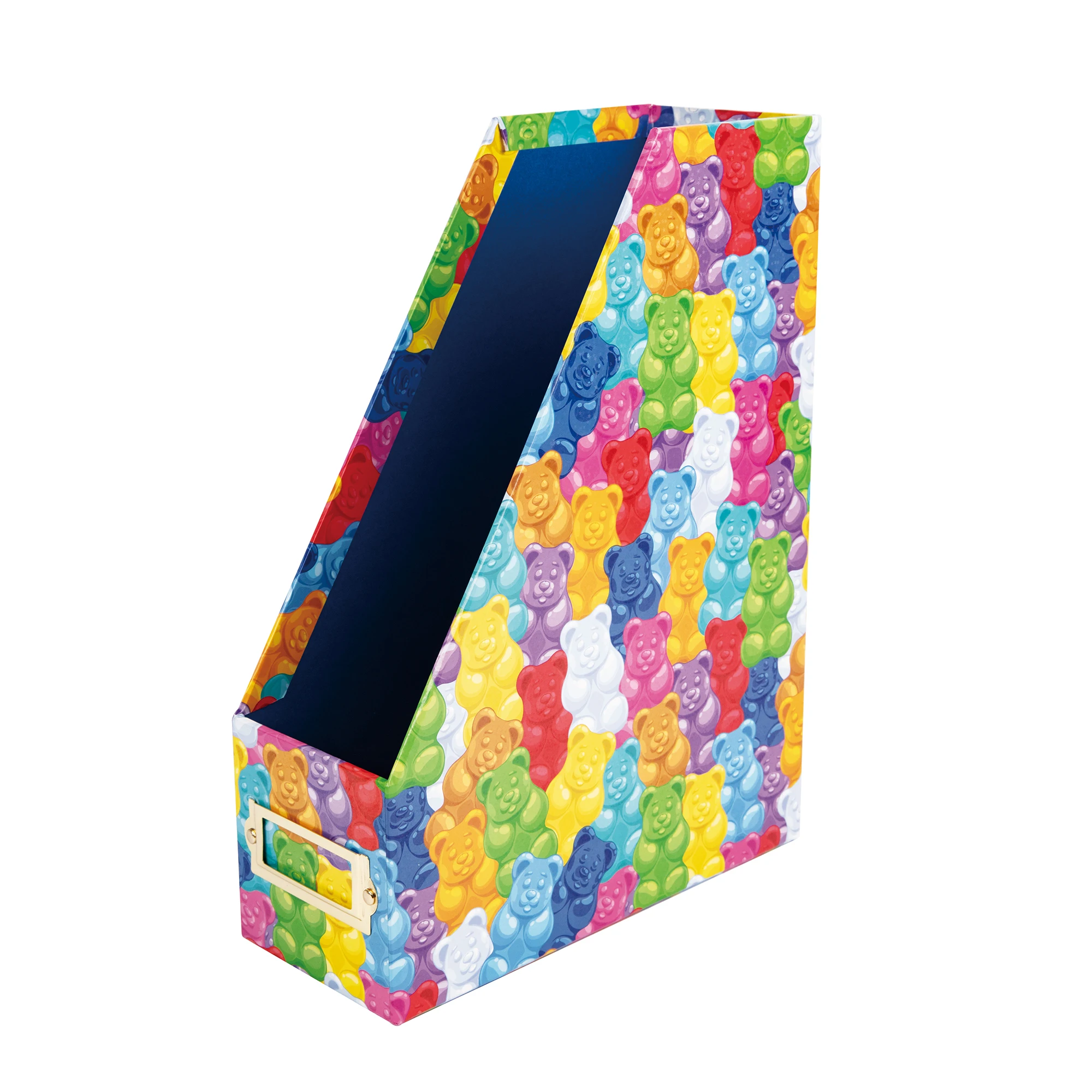 Custom Cardboard Foldable Desktop Paper Organizer Magazine File Holder With Label Rack