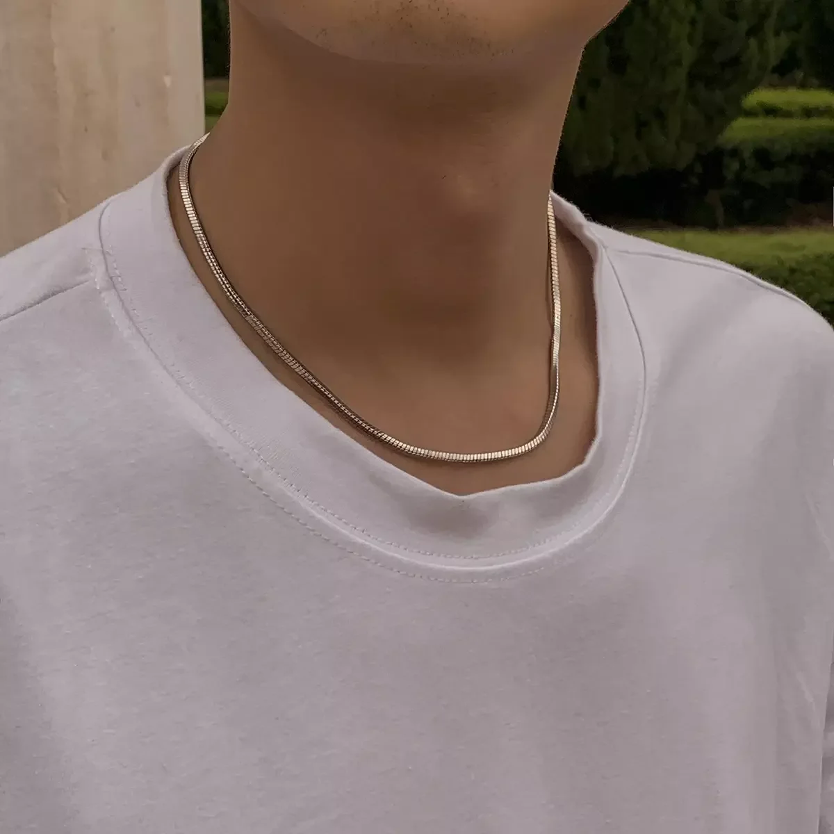 SHIXIN Dainty Choker Necklace Minimalist Flat Snake Chain Necklaces Hot Sale Silver Mens Womens Jewelry Necklaces