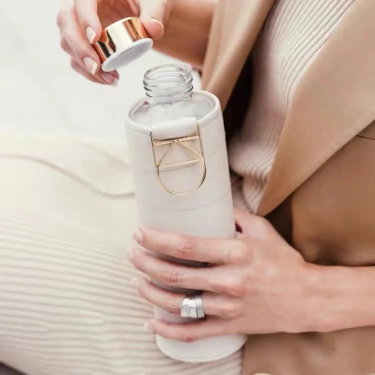 WingShung-Simple PU Leather Glass Cup Thermos Vacuum Flask Insulated Stainless Steel cover Business Gifts  Customized Water cup