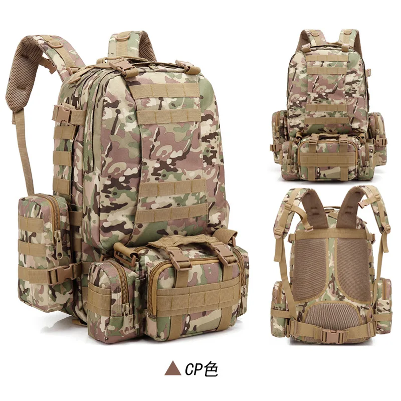 Large Capacity 45L Camouflage Pattern Outdoor Mountaineering Backpack Multi-Functional Camping Combination for Boys Travelers
