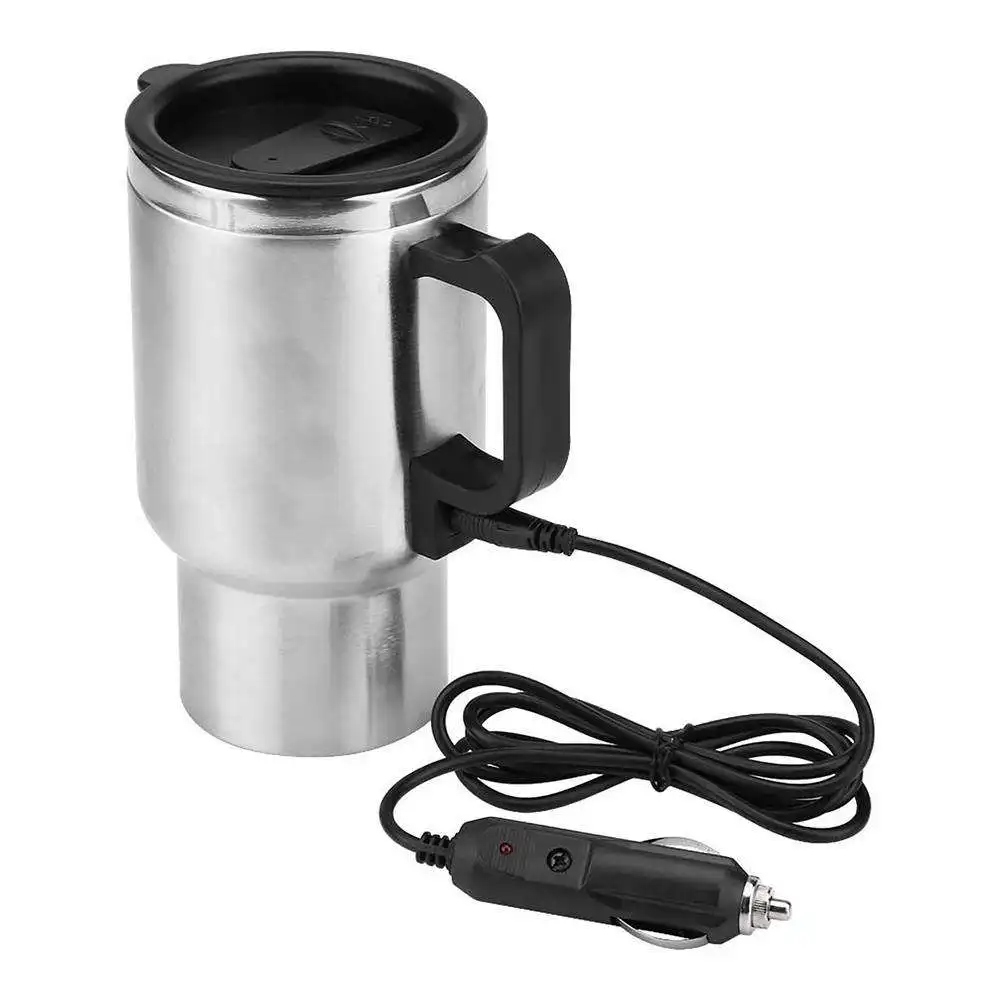12V Car USB Mug Plug-in Heated Thermos Charging Insulation Mugs Electric Cup Heated Mug Warmer Stainless Steel Vintage Travel