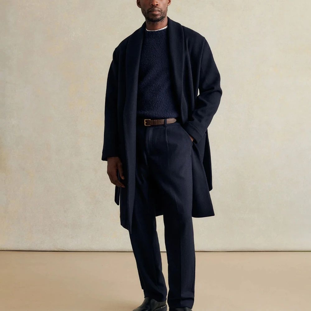 Excellent Wholesale Winter Mens Breathable Quick Dry Standard Open Stitch Black Loose Cotton Long Trench Overcoat