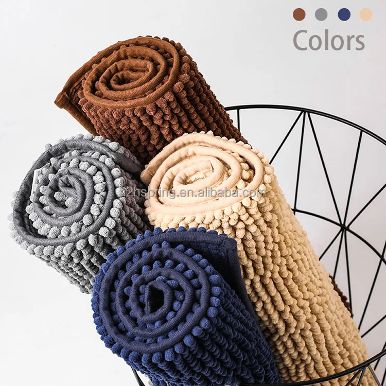 Luxury Chenille Bathroom Rug Mat Extra Soft And Absorbent Shaggy Bath Rugs Non Slip Chenille Bath Mats