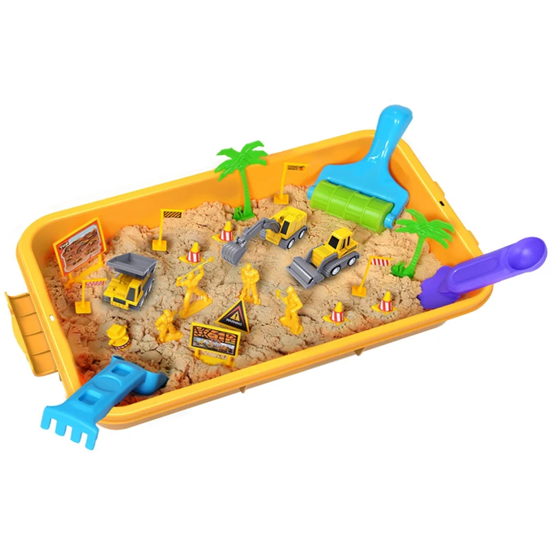 1.5KG Kids DIY Magic Sand Construction Truck Toys Educational Engineering Car Dynamic  Space Sand Toy Set