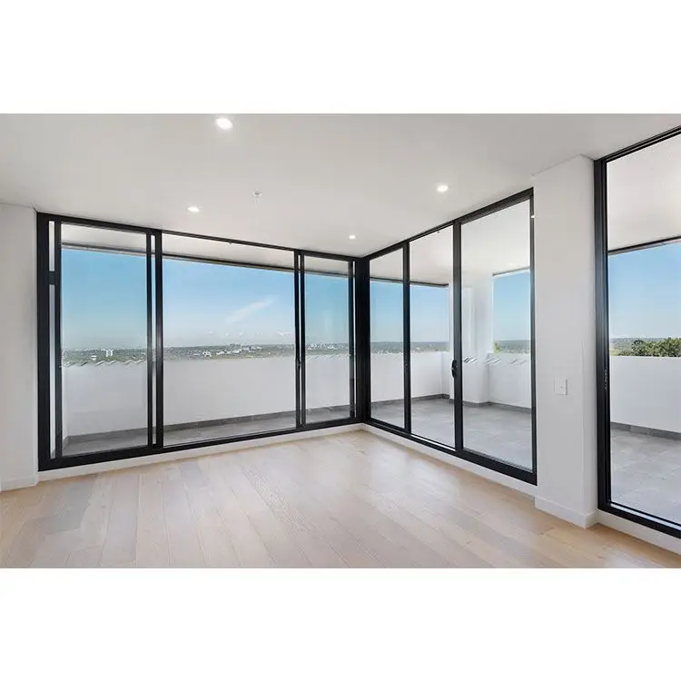 
New Zealand And Australia Standards Aluminum Tempered Glass Heat And Sound Insulation Double Sided Sliding Door 