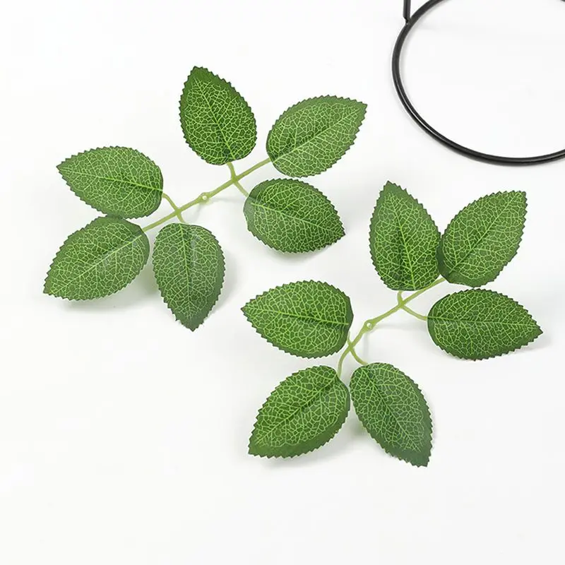 silk artificial flower green leaves  rose leaf for flower bouquet decoration
