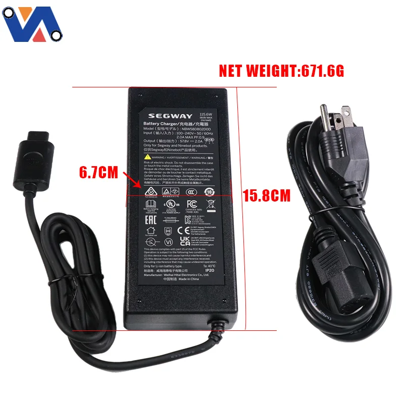 Original 57.8V 2A Power Supply Adapter Super Scooter Battery Charger For Ninebot GT1 GT2 Electric Scooter Parts