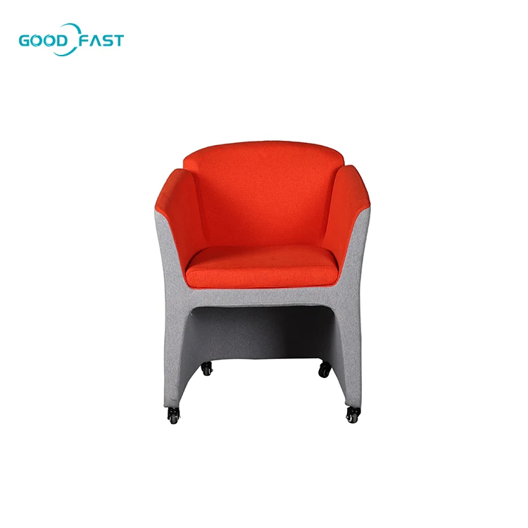 Mid-Century Designer Living Room Furniture Hotel Luxury Office Meeting Room Fabric Conference Arm Lounge Chair with Wheels