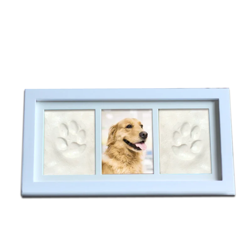 Pet Paw Print Imprint Kit Clay memorial keepsake Wooden Photo Picture Frame for Dog or Cat