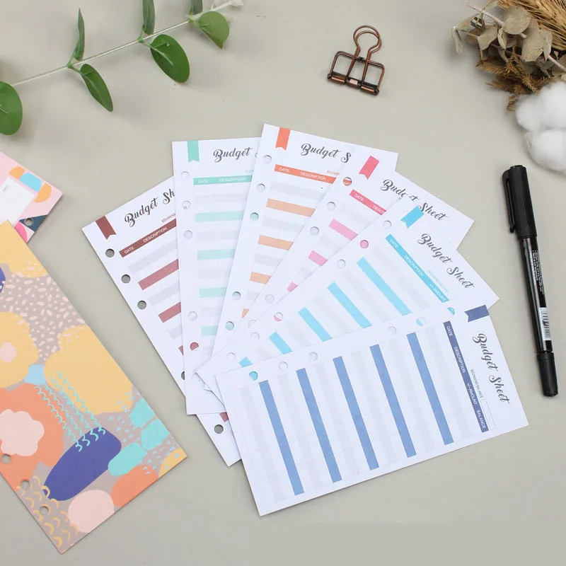 wholesale custom colored paper a6 budget tracker label sheets expense budget sheets stickers for budgeting