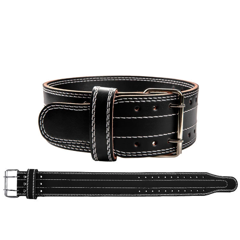 Custom Lumbar Protective Power Training Adjustable Leather Belts Women Men Genuine Cowhide Weightlifting Waist Belt