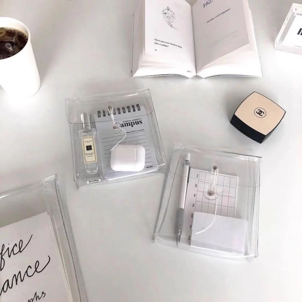 
customized logo clear transparent plastic shining glitter holographic clear pvc pencil packaging file bag 