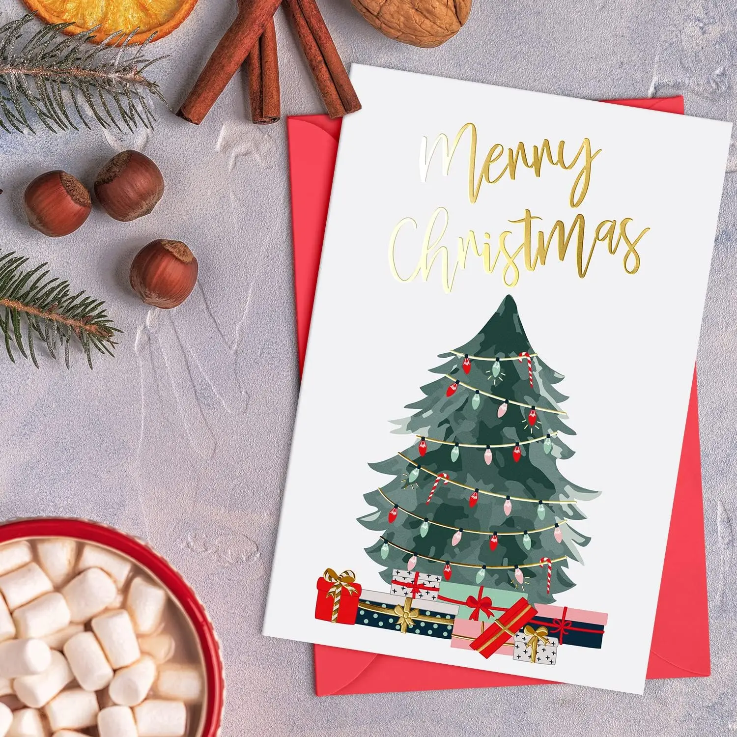 Wholesale Christmas Cards Set Gold Foil Holiday Cards with Red Envelopes  Assorted Designs Boxed for Storage Bulk Greeting Cards