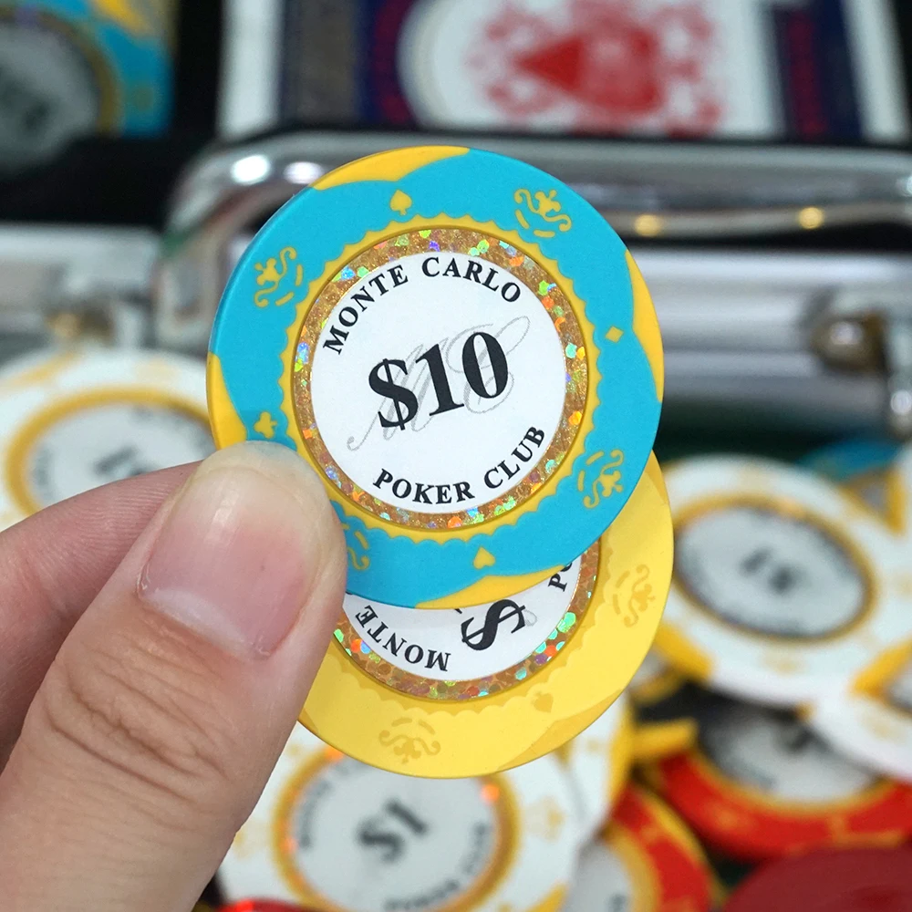 Professional Poker Set Casino Game Accessories Custom Monte Carlo 300 Piece Clay Chips Includes playing card Dice