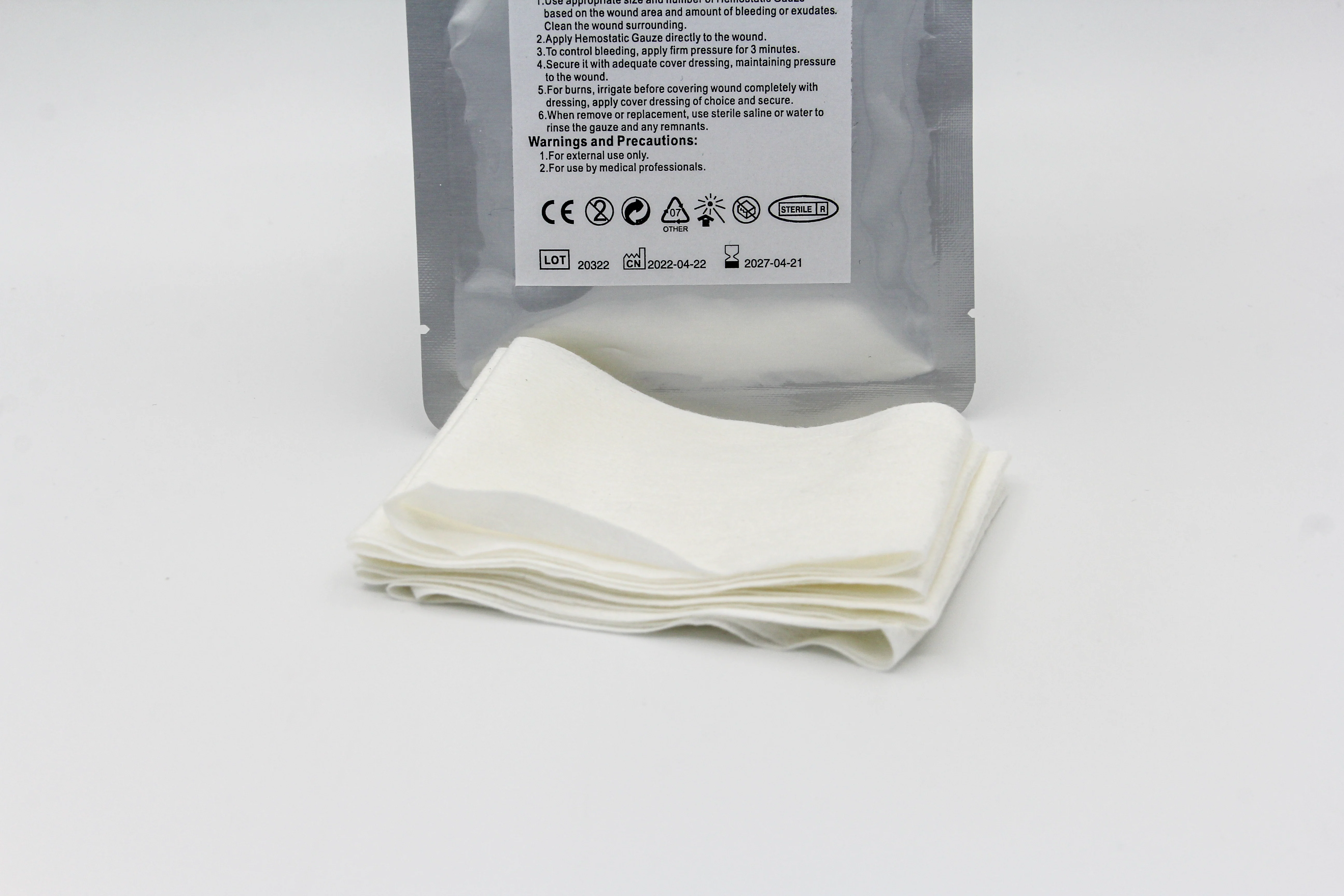 Wholesale 7.5cmX180cm chitosan hemostatic combat gauze of rapid hemostatic granules chitosan or bandage hemostatic powder