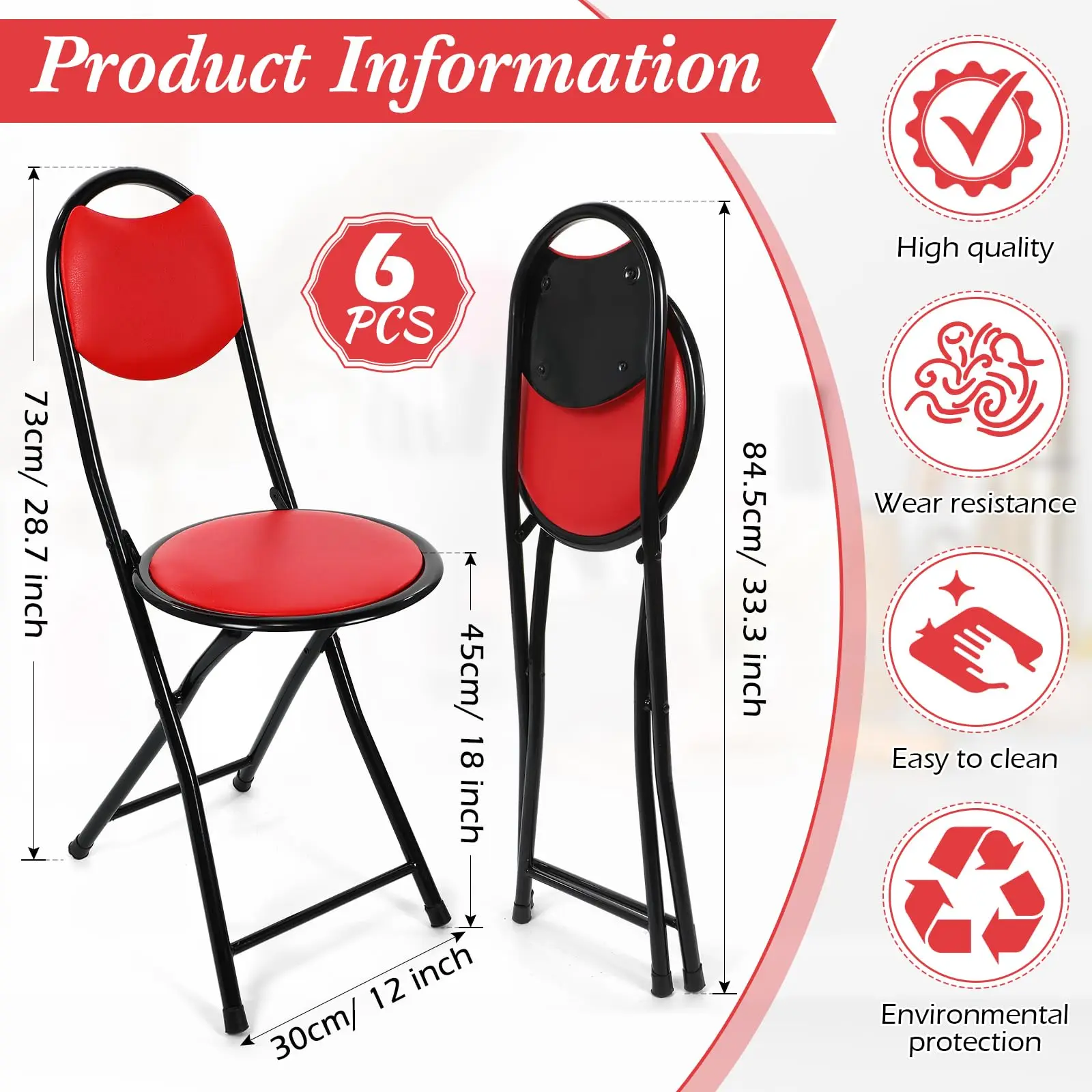 Factory Direct Sale Cheap Folding Bar Stool Cushioned Padded Folding Stool with Back Portable Counter Height Folding Chairs