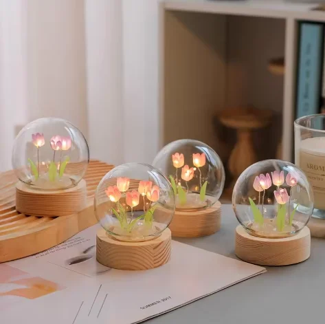 Ever Bright 2024 Factory Tulip DIY  Night Light Table Decorative Objects Flower Night Lamp For Bedroom Decoration