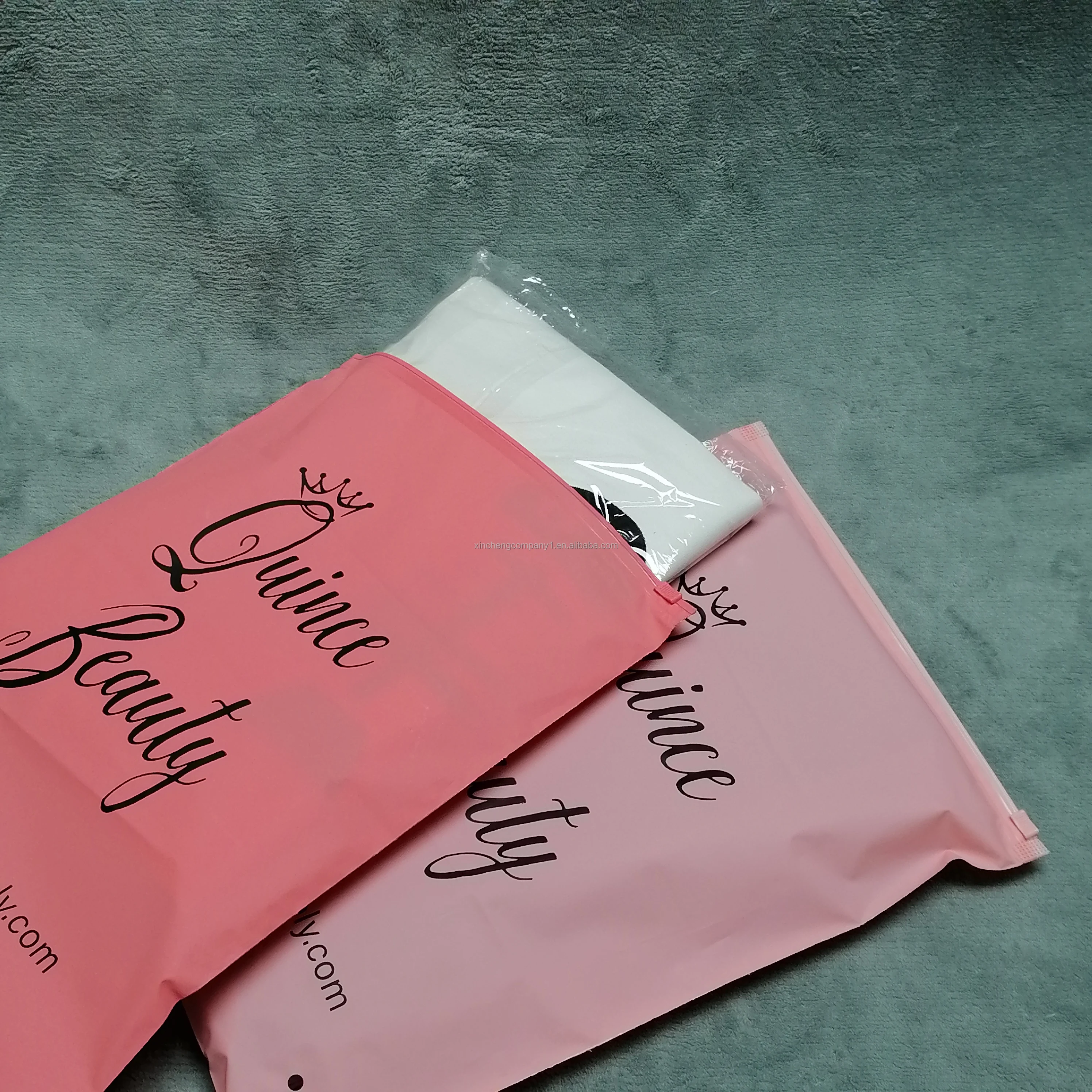 Custom frosted plastic packaging biodegradable frosted eva zipper bag for clothing