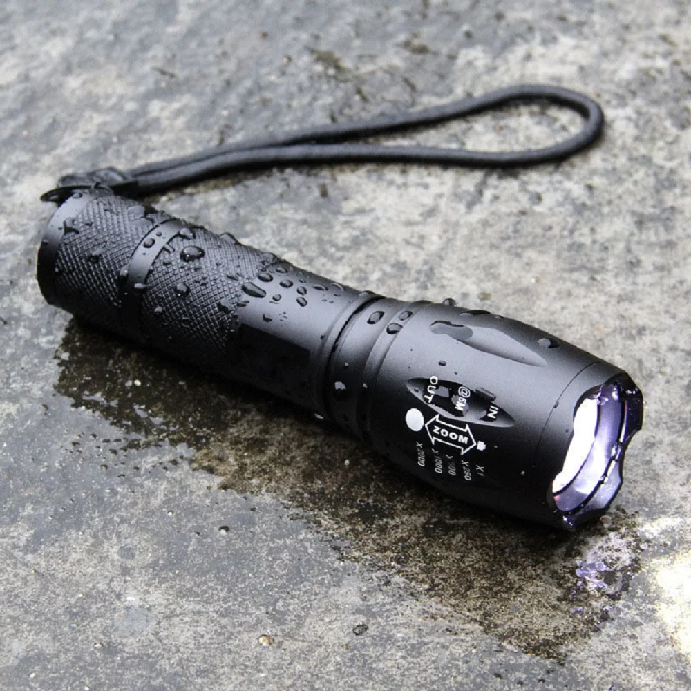 Waterproof rechargeable Black Aluminum Tactical Mini Flashlights Pocket Torch Light 10W Xml T6 Zoom Mini Led torch  Flashlight