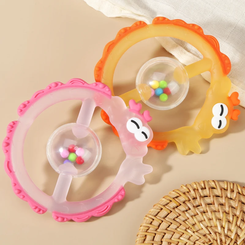 Bpa Free Soft Silicone Baby Teething Toys Chinese Loong Rattles Teether 2024 Baby Teethers For Babies