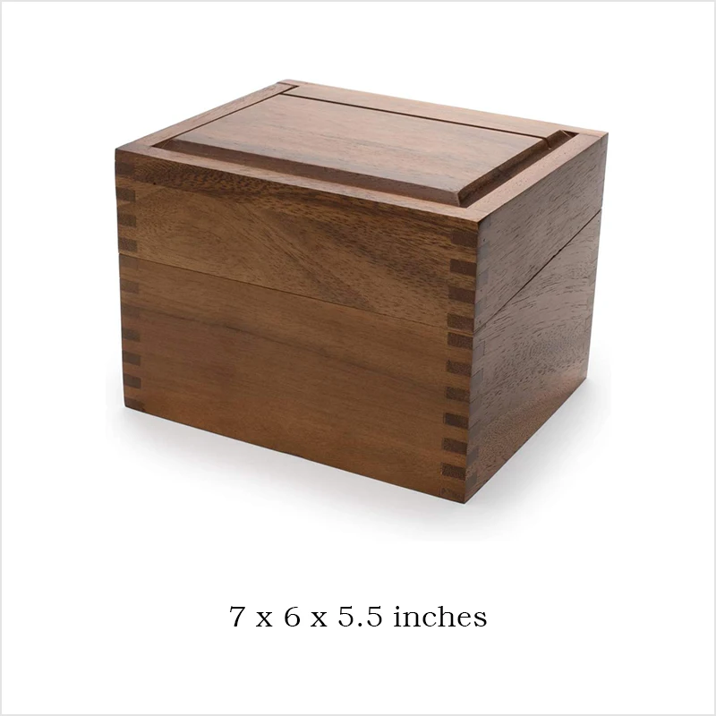 Acacia Wooden Recipe Card Storage Box