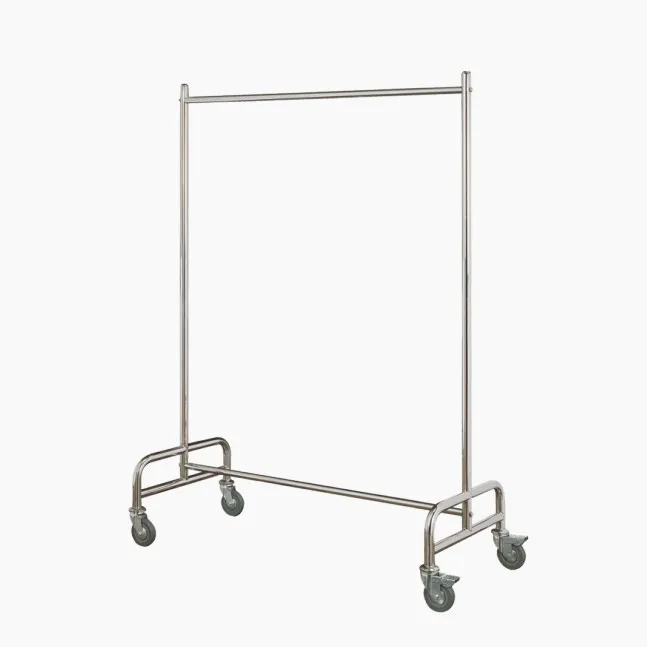 Mobile Stainless Steel Coat Hanger Laundry Cart Laundry Trolley Garment Rack Trolley For Hotel
