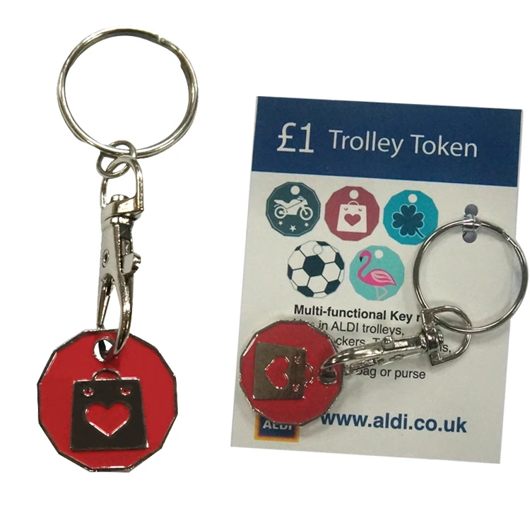 cheap new UK shopping trolley coin keyring