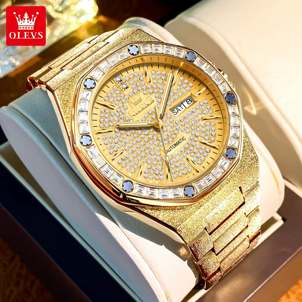 OLEVS 9803 exclusive Stainless steel band water resist Calendar bling Leisure watch new style shenzhen gents quartz watch