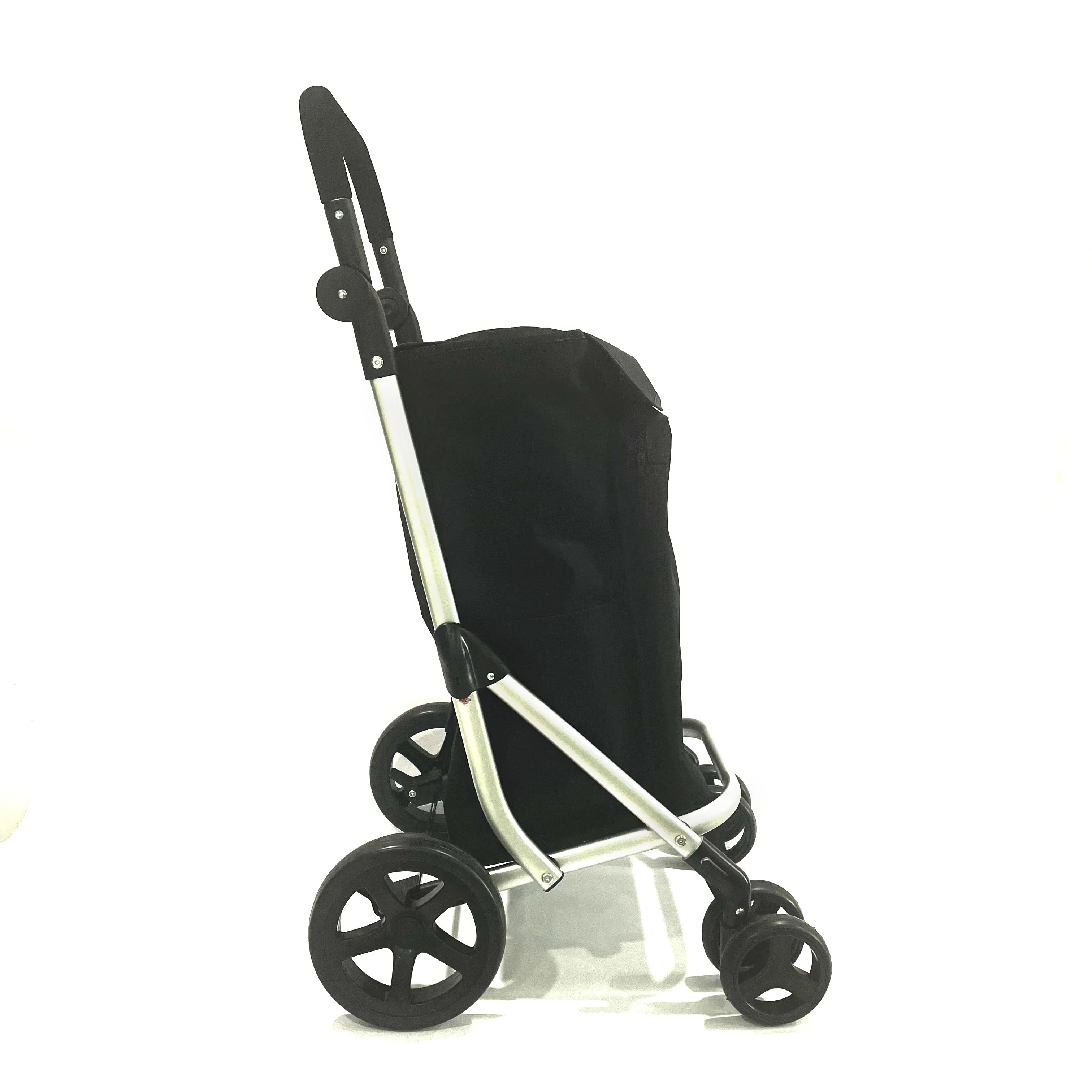 custom logo wheeled rolling market vegetable detachable Collapsible grocery folding foldable reusable shopping trolley bag