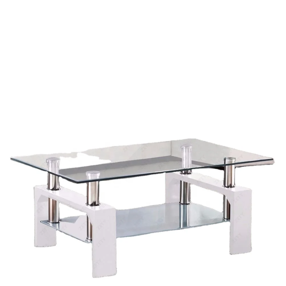 China Factory Seller home furniture nordic coffee table metal white glass center tables with cheap price