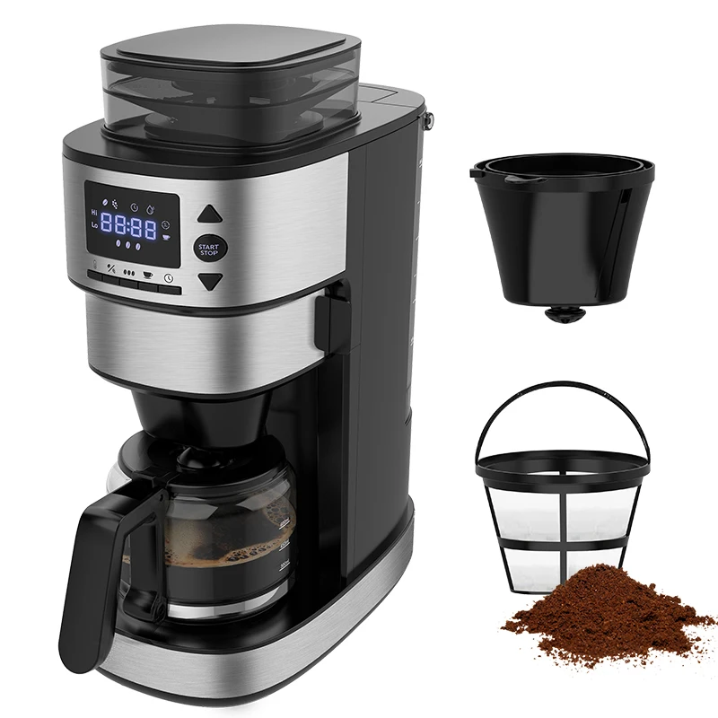 ETL UL CUL CB CE GS Certificate Fully auto quick brew Americano 6 cups 720ml capacity brew Drip Coffee Maker with Grinder