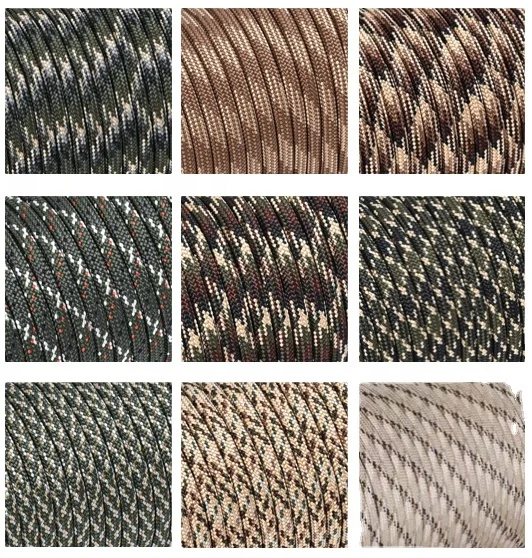 Top quality military camo parachute rope 550 customize bracelet paracord 7 strands 4mm type 3 paracord rope