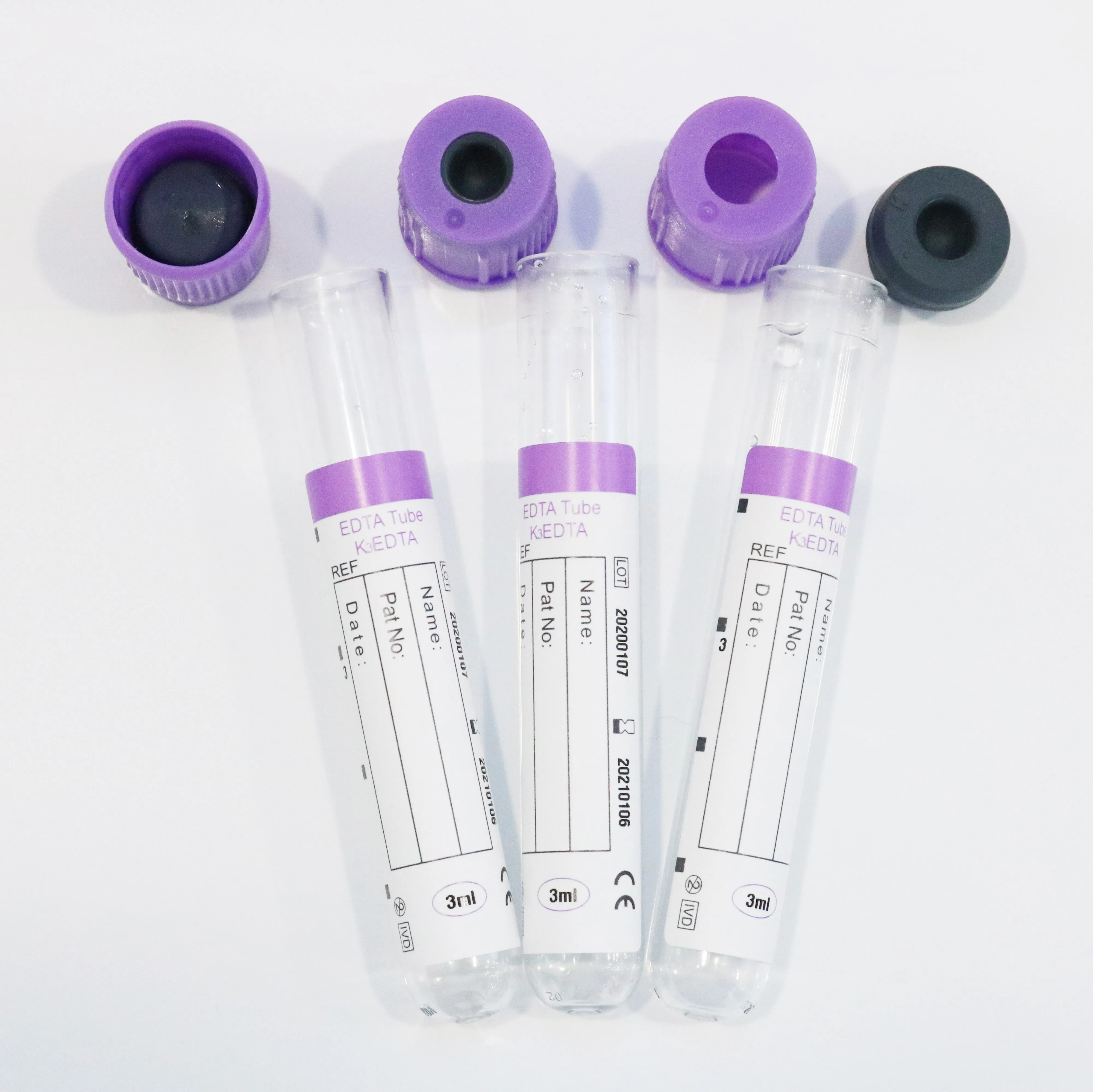 Vacutainer blood  test collection tube 10ml PET or Glass material EDTA blood collection syringer tube