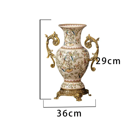 Chinese Manufacturer Supply High Quality Classic Luxury The Middle East Style Soft Mounted Vase Ceramic Copper Ceramic vase