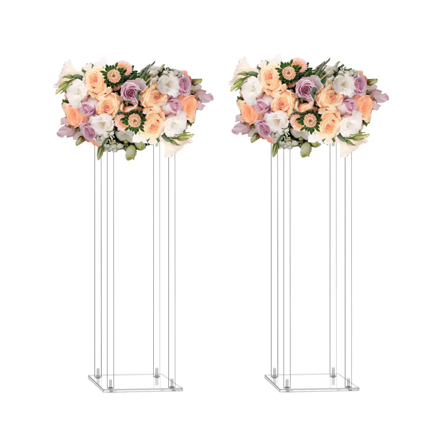Clear Flower Stand Round Wedding Decoration Table Centerpiece Acrylic Floor Vase Decorative Column Props for Floral Arrangement