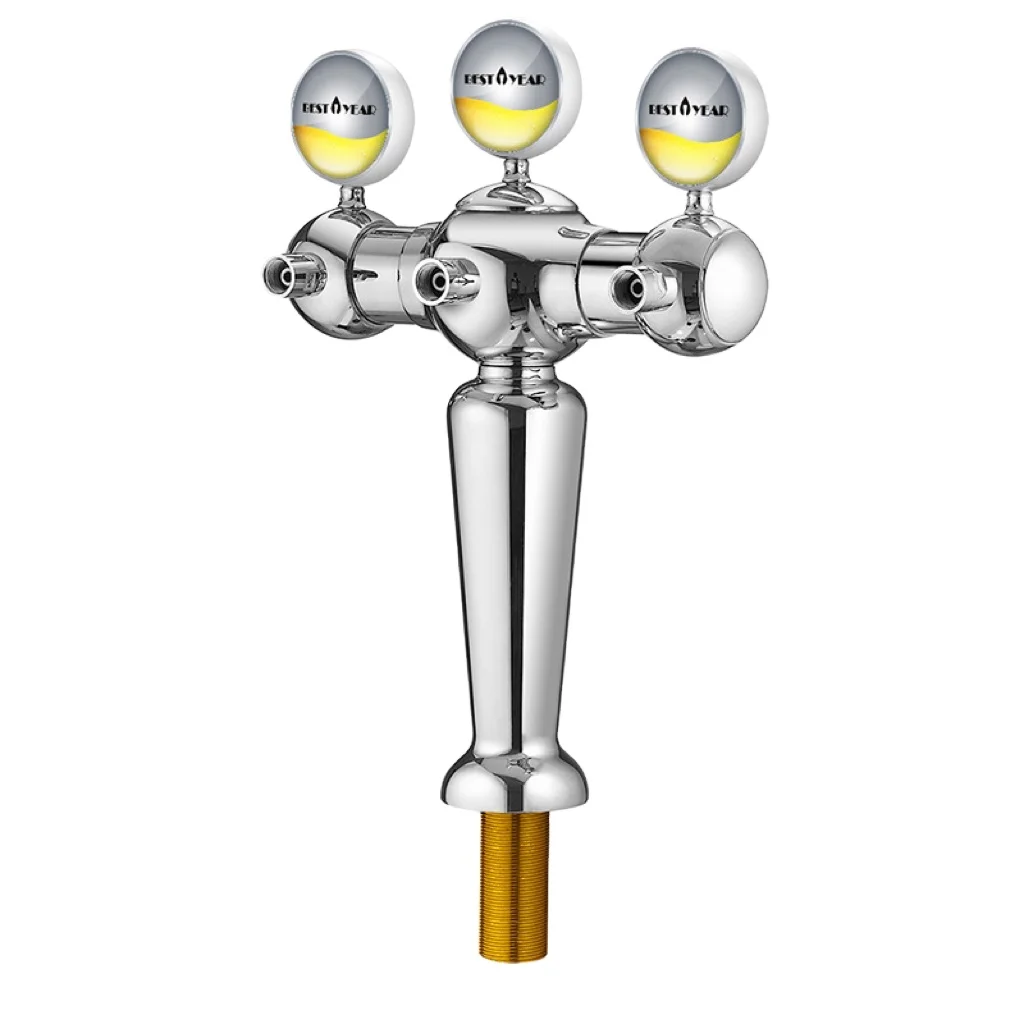 New Design Wholesale High Quality Silver Brass Material Three Heads Vase Beer Tower For Bar Party