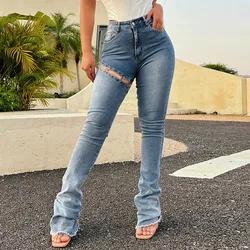 Personality Stacked Jeans For Women Stylish Half Shorts Half Long Detachable Flare Denim Jean