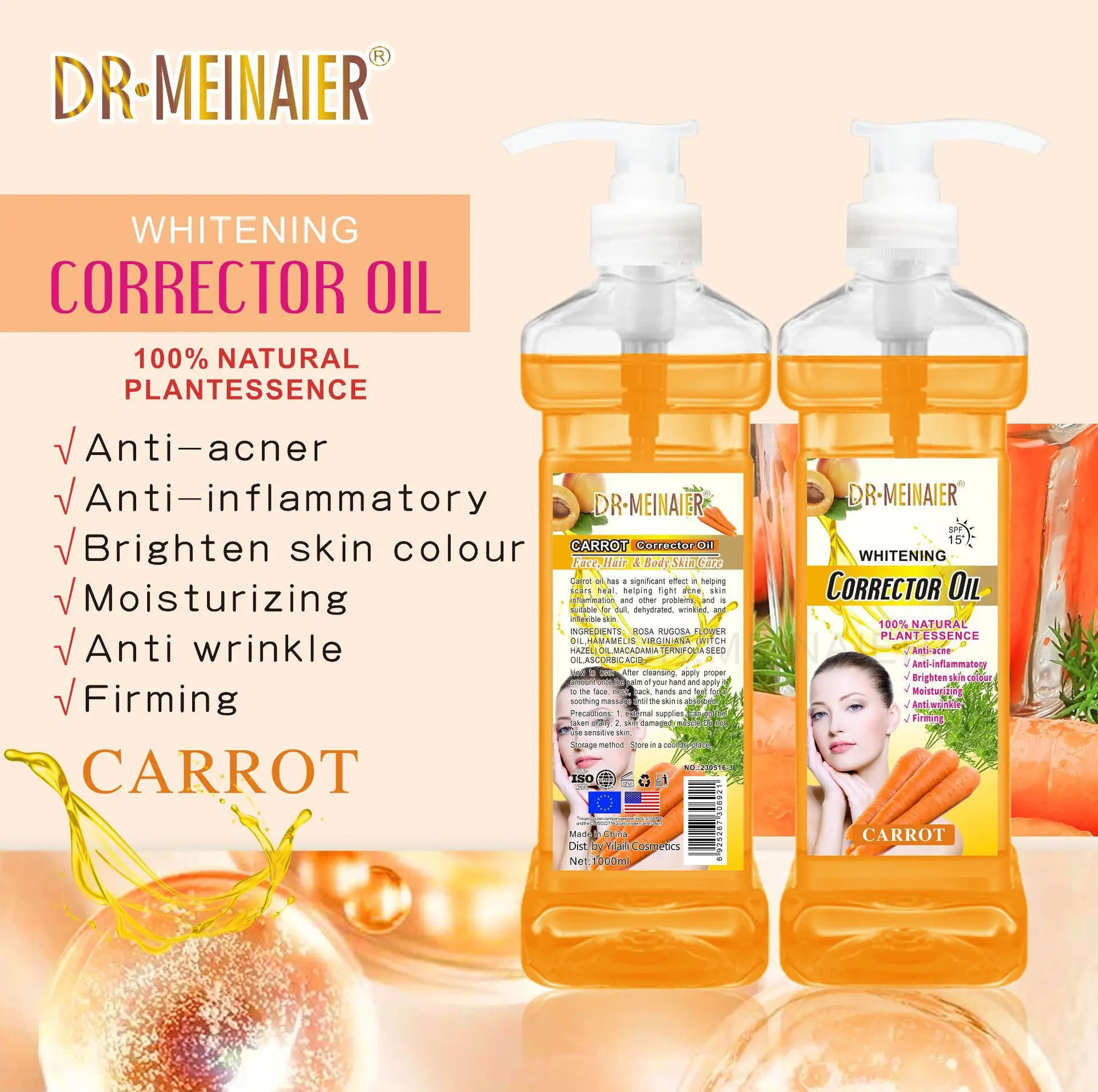 Private Lable Carrot Anti Wrinkle Whitening Corrector Oil